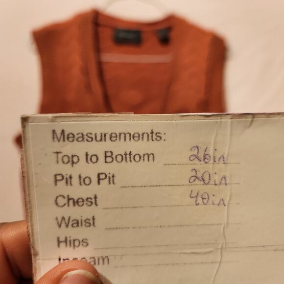 Vintage Perry Ellis America Burnt Orange Argyle Chunky Knit Vest Women's Large - Picture 6 of 8